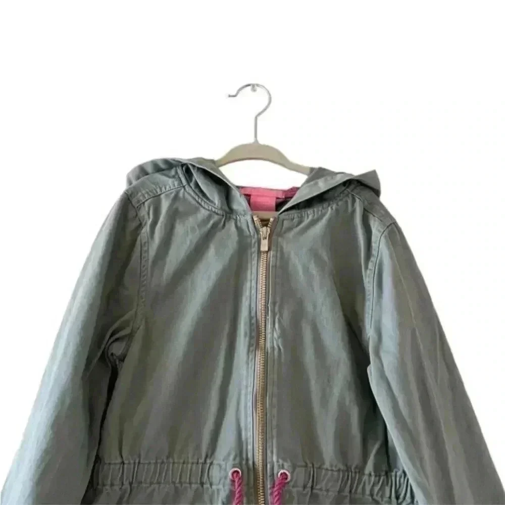 Isaac Mizrahi Girls Olive Green Long Sleeves Full Zip Parka Jacket SZ M #1086